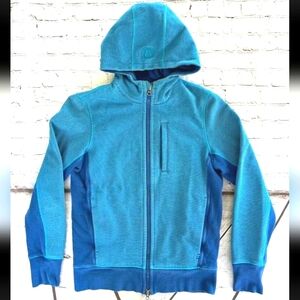 Mens LULULEMON Blue Striped Full Zip Hoodie Hoody Sweater Jacket size large